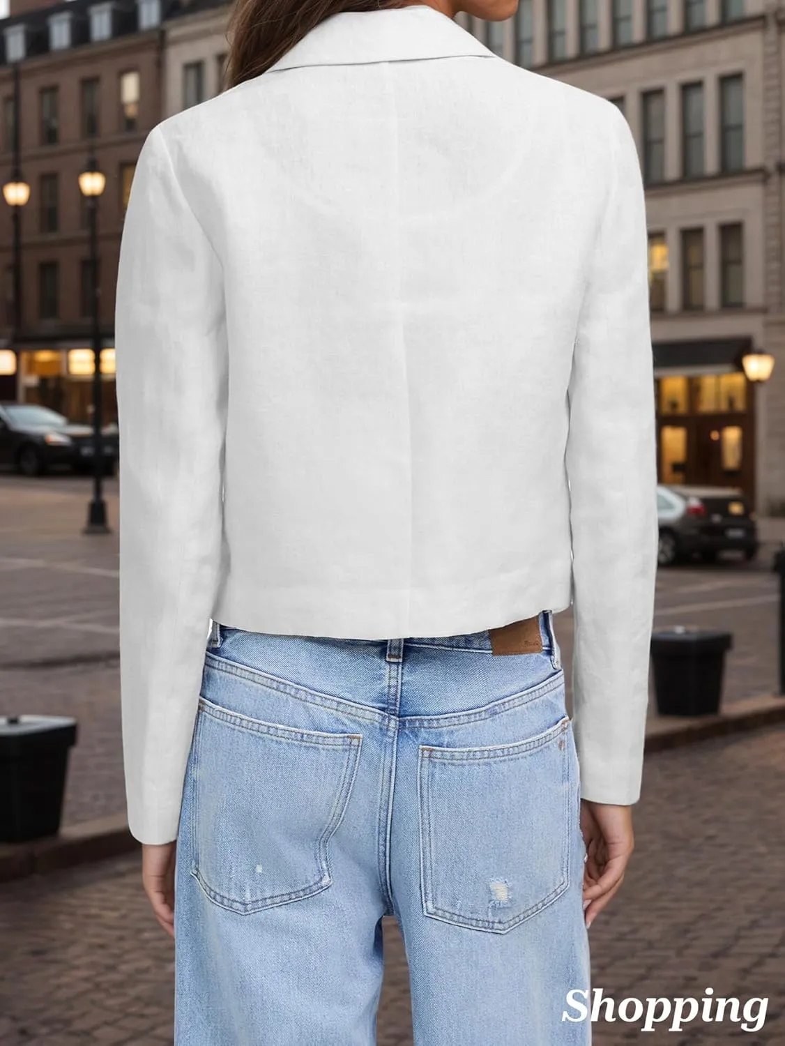 2025 Womens Summer Linen Blazer Cropped Lightweight Double Breasted Trendy Casual Work Office Suit Jackets