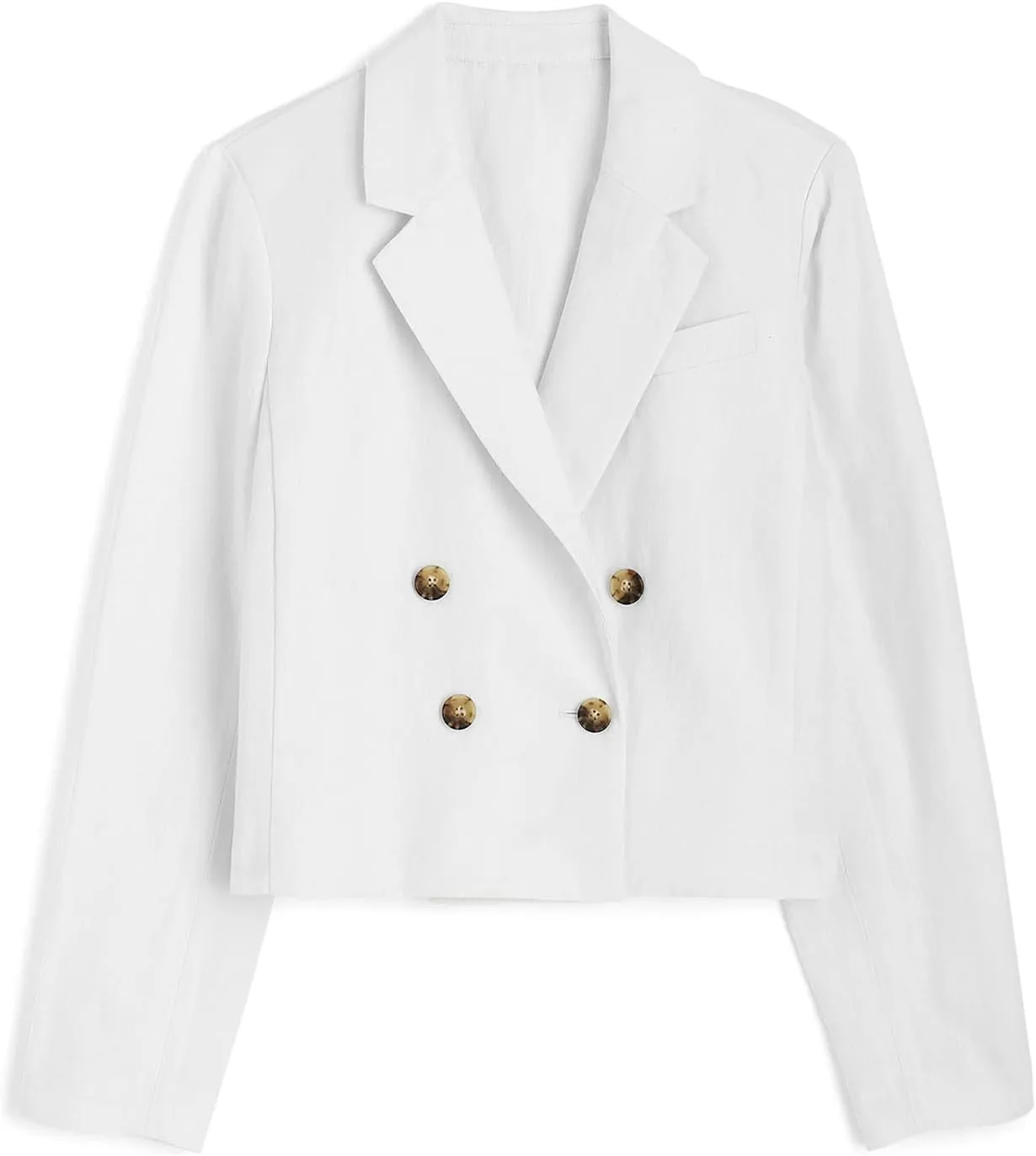 2025 Womens Summer Linen Blazer Cropped Lightweight Double Breasted Trendy Casual Work Office Suit Jackets