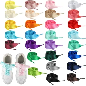 47-Inch Ribbon Shoe Laces Set, 28 Assorted Colors, Flat Satin Ribbons For Shoes, Bouquets, And Crafting