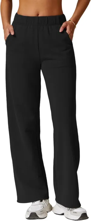 ABOCIW Womens Straight Leg Sweatpants Cotton High Waisted Baggy Athletic Joggers Lounge Pants with Pockets