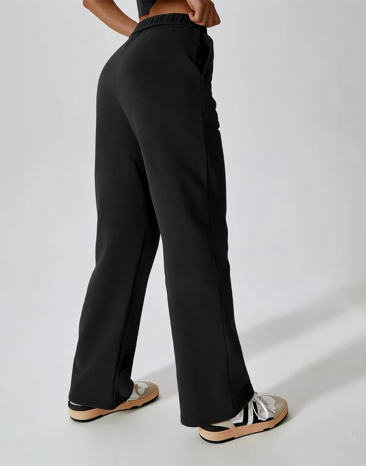 ABOCIW Womens Straight Leg Sweatpants Cotton High Waisted Baggy Athletic Joggers Lounge Pants with Pockets
