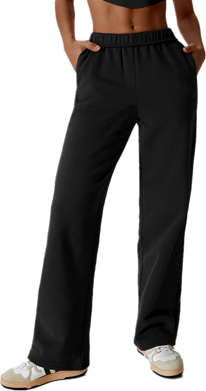 ABOCIW Womens Straight Leg Sweatpants Cotton High Waisted Baggy Athletic Joggers Lounge Pants with Pockets