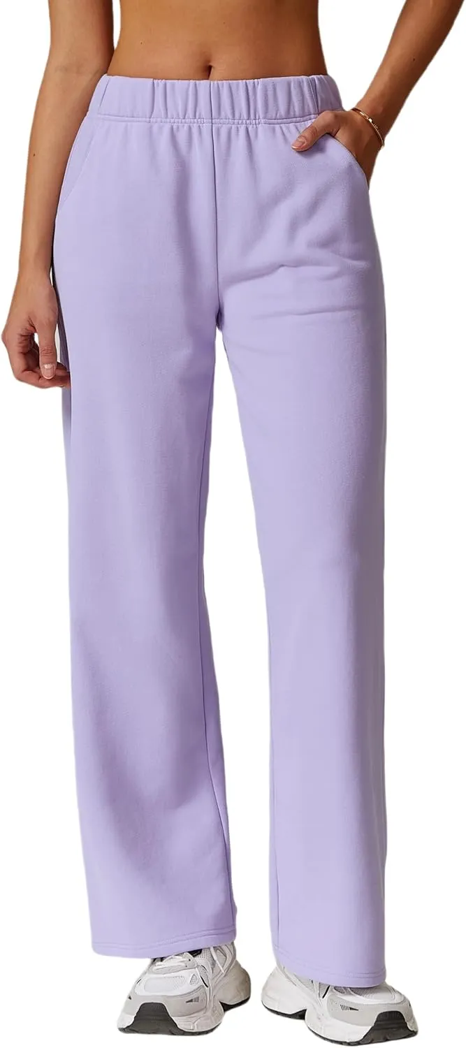 ABOCIW Womens Straight Leg Sweatpants Cotton High Waisted Baggy Athletic Joggers Lounge Pants with Pockets