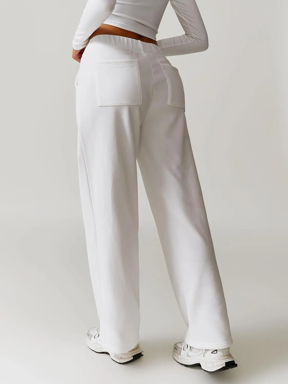 ABOCIW Womens Straight Leg Sweatpants Cotton High Waisted Baggy Athletic Joggers Lounge Pants with Pockets