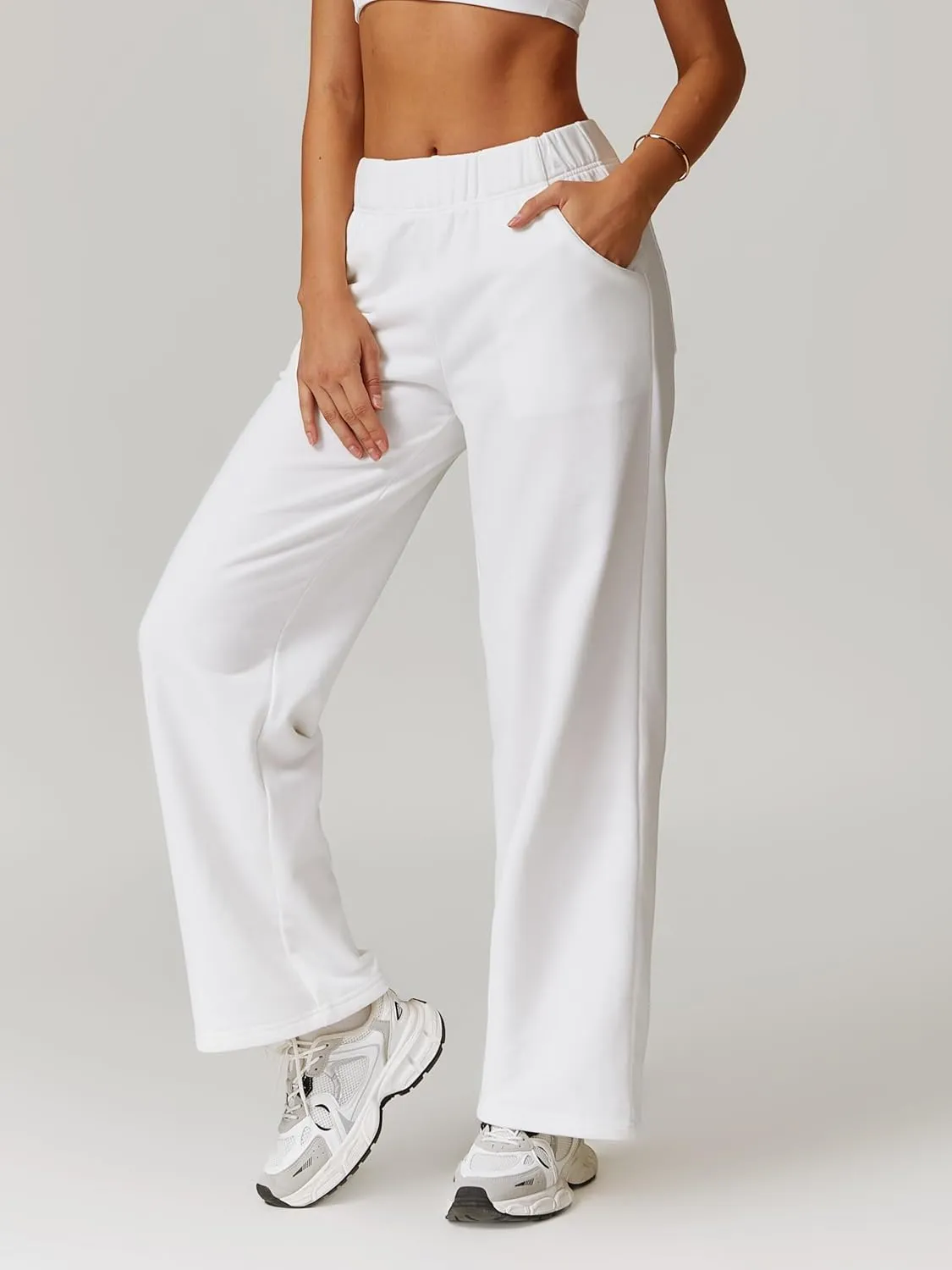 ABOCIW Womens Straight Leg Sweatpants Cotton High Waisted Baggy Athletic Joggers Lounge Pants with Pockets