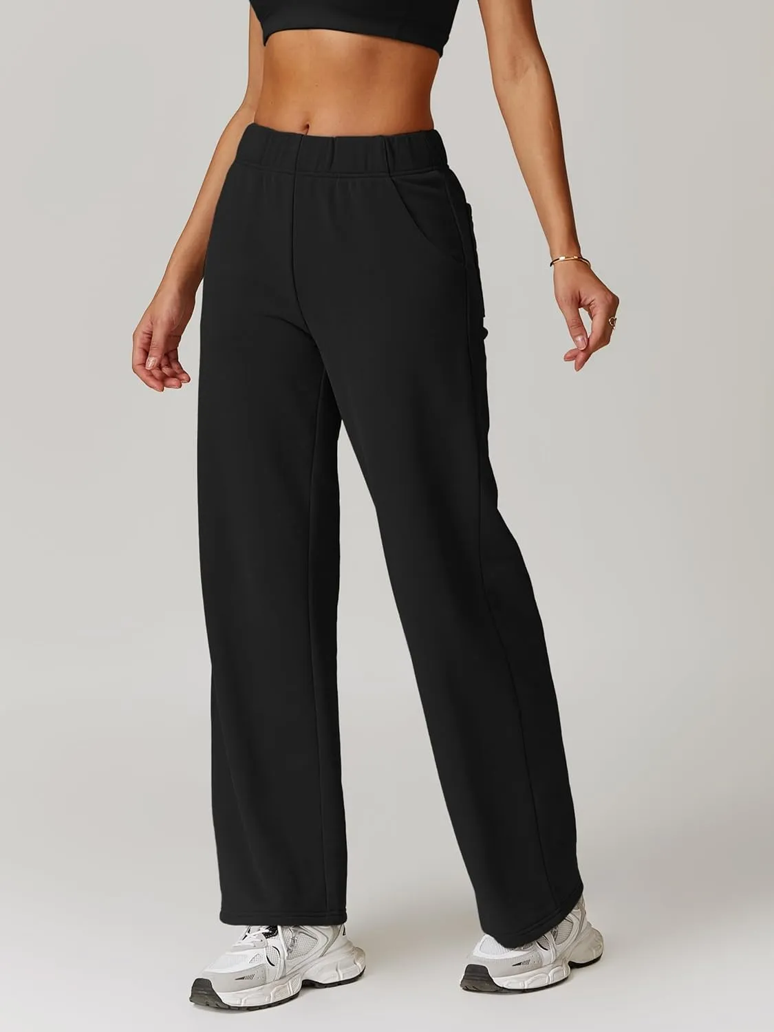 ABOCIW Womens Straight Leg Sweatpants Cotton High Waisted Baggy Athletic Joggers Lounge Pants with Pockets