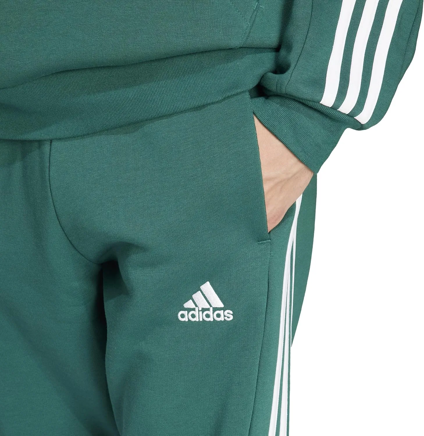 adidas Men's Tall Size Essentials 3-Stripes Fleece Tapered Cuff Pants