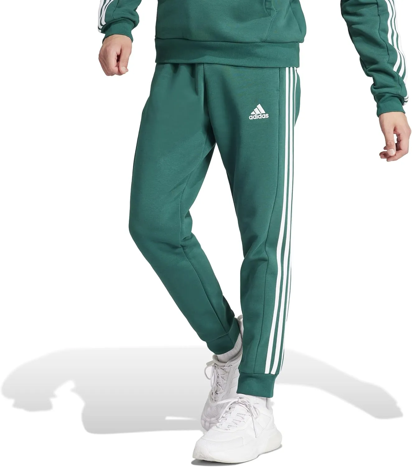 adidas Men's Tall Size Essentials 3-Stripes Fleece Tapered Cuff Pants