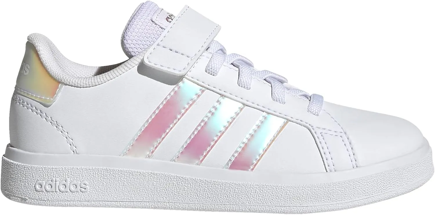 adidas Unisex-Child Grand Court 2.0 Elastic Lace and Top Strap Shoes Tennis