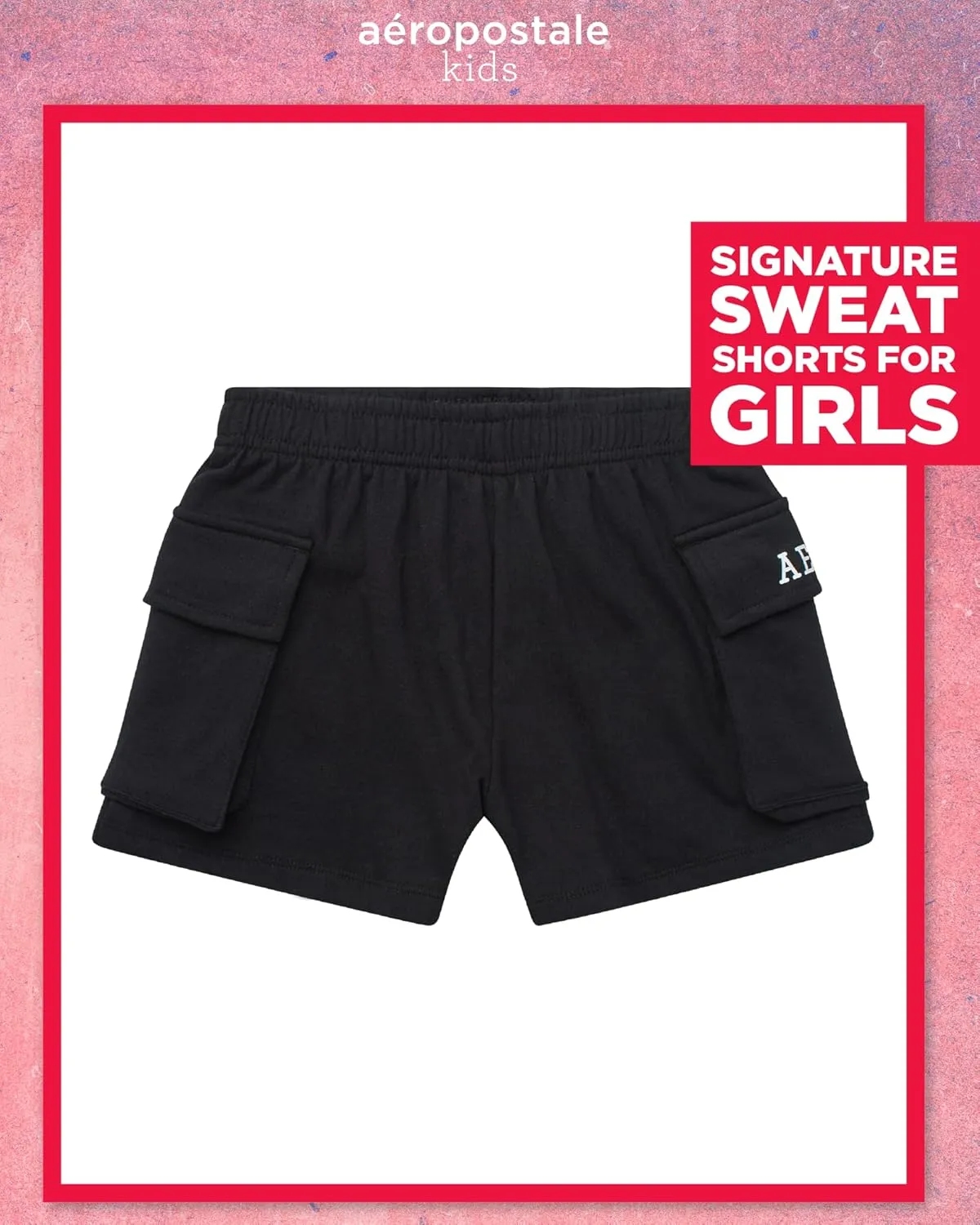 AEROPOSTALE Girls' Fleece Cargo Shorts - Soft Stylish Casual Active Shorts with Elastic Waist and Side Pockets (Sizes: 7-16)