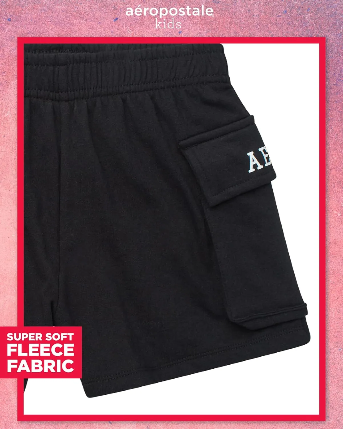 AEROPOSTALE Girls' Fleece Cargo Shorts - Soft Stylish Casual Active Shorts with Elastic Waist and Side Pockets (Sizes: 7-16)