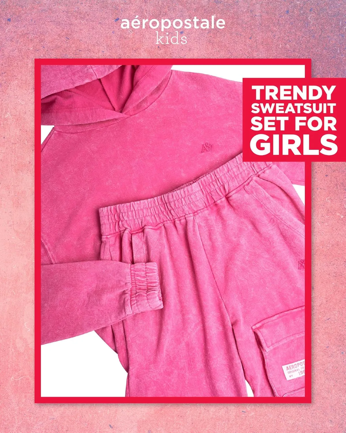 AEROPOSTALE Girls' Jogger Set - 2 Piece Comfort Stretch Fleece Pullover Hoodie and Cargo Sweatpants for Girls (Sizes: 7-16)