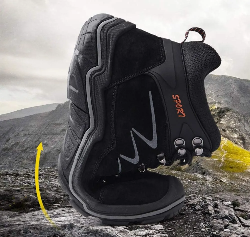 ailishabroy High Top Sneakers For Men Winter Warm Climbing Hiking Shoe Lace Up Ankle Boots