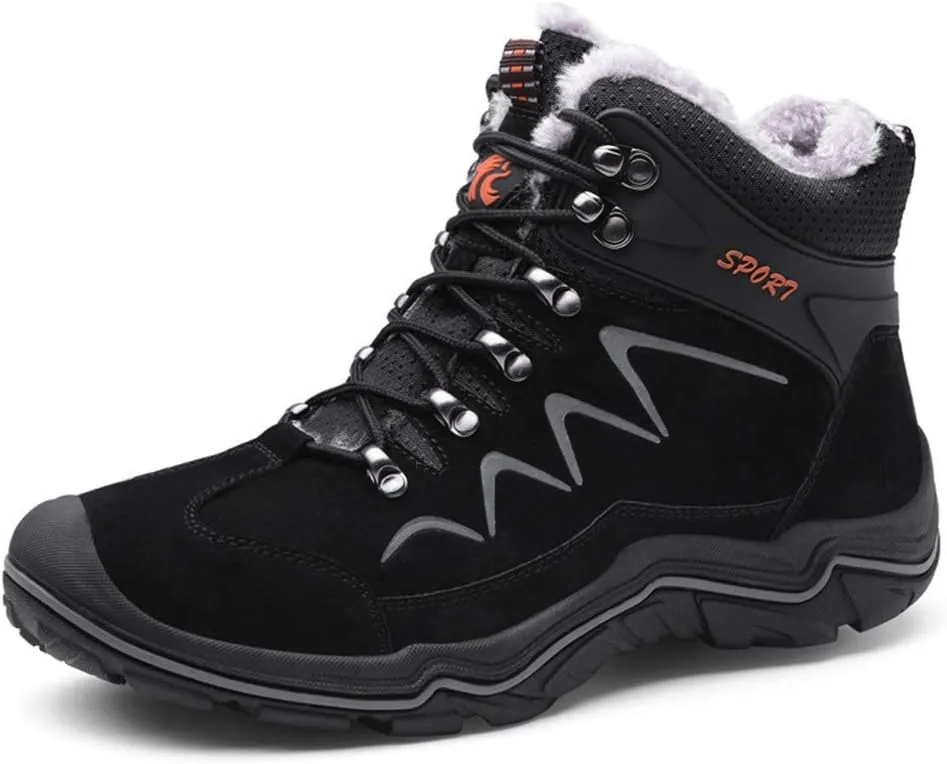 ailishabroy High Top Sneakers For Men Winter Warm Climbing Hiking Shoe Lace Up Ankle Boots