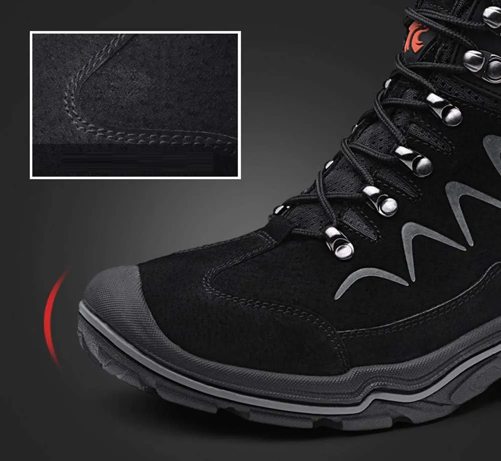 ailishabroy High Top Sneakers For Men Winter Warm Climbing Hiking Shoe Lace Up Ankle Boots