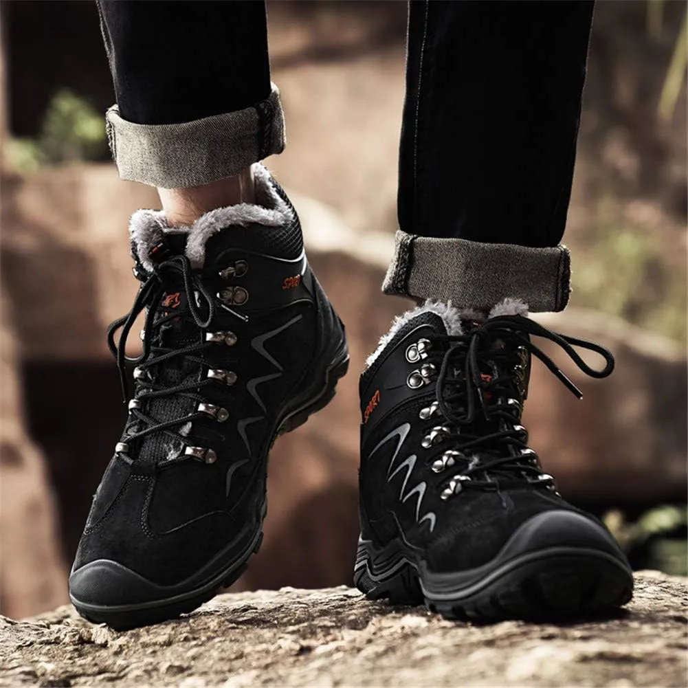 ailishabroy High Top Sneakers For Men Winter Warm Climbing Hiking Shoe Lace Up Ankle Boots