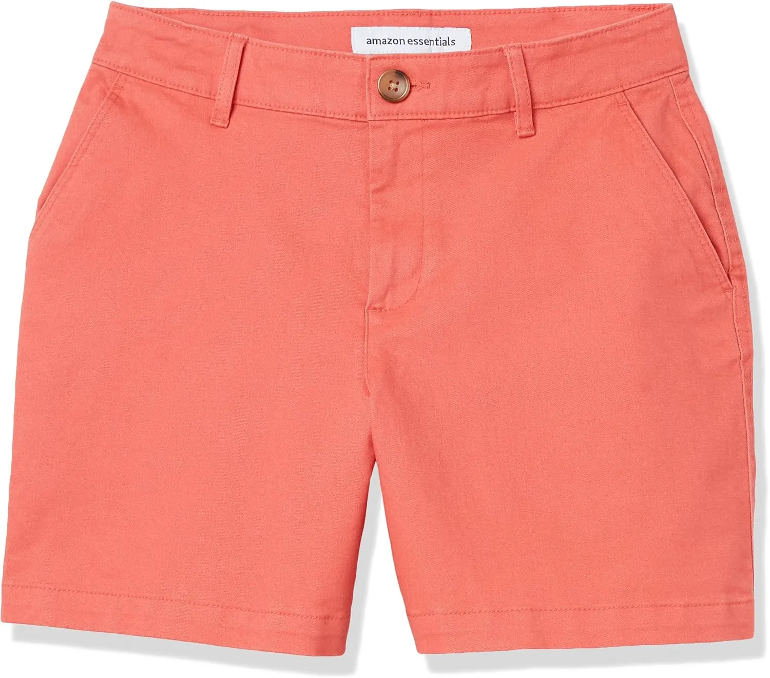Amazon Essentials Women's Mid-Rise Slim-Fit 5 Inch Inseam Khaki Short (Available in Straight and Curvy Fits)