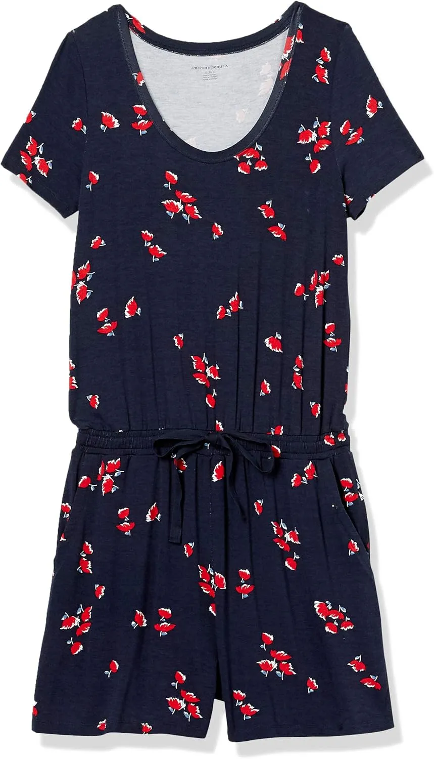Amazon Essentials Women's Short-Sleeve Scoop Neck Romper