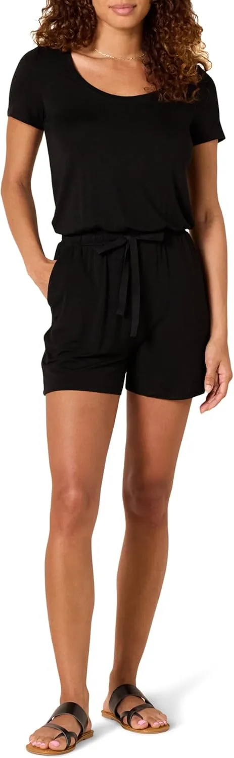Amazon Essentials Women's Short-Sleeve Scoop Neck Romper