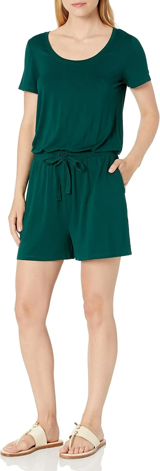 Amazon Essentials Women's Short-Sleeve Scoop Neck Romper