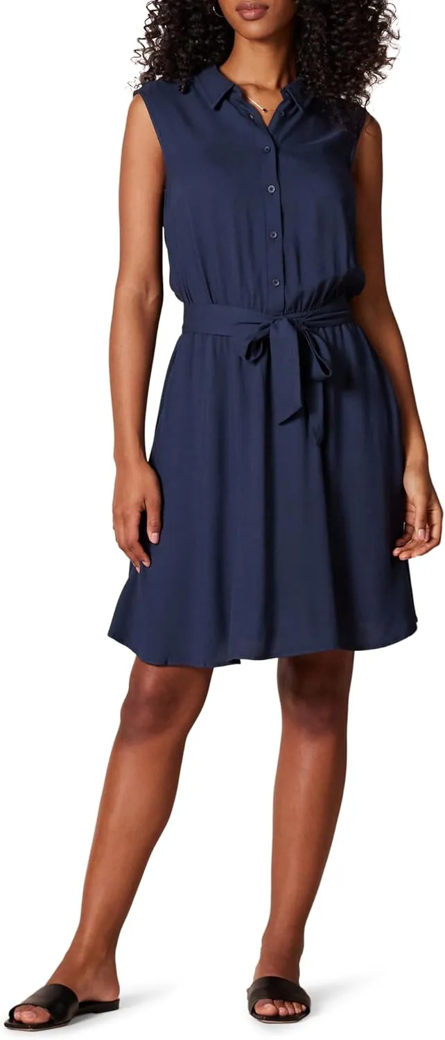 Amazon Essentials Women's Sleeveless Relaxed-Fit Woven Shirt Dress