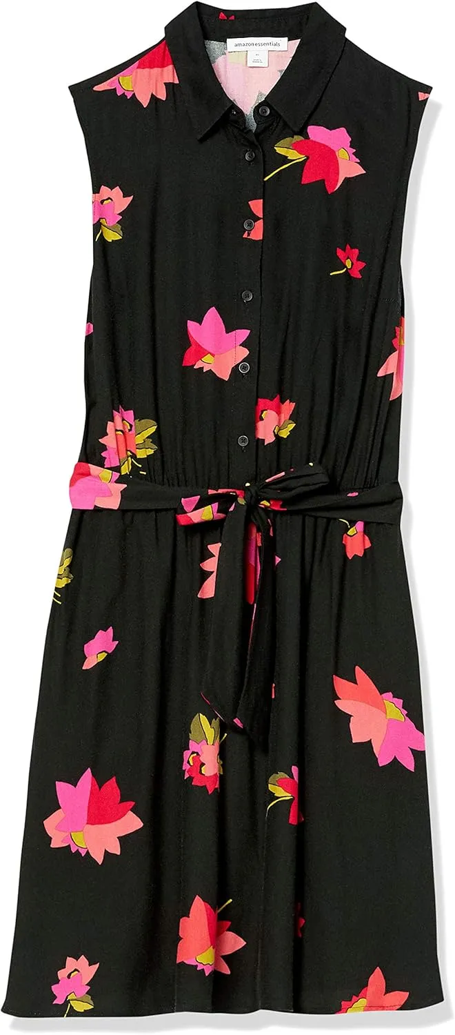 Amazon Essentials Women's Sleeveless Relaxed-Fit Woven Shirt Dress