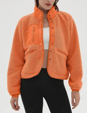 AMEBELLE Women's Cropped Fuzzy Fleece Jacket Lightweight Lined Winter Casual Warm Sherpa Jacket Coat Outerwear with Pockets