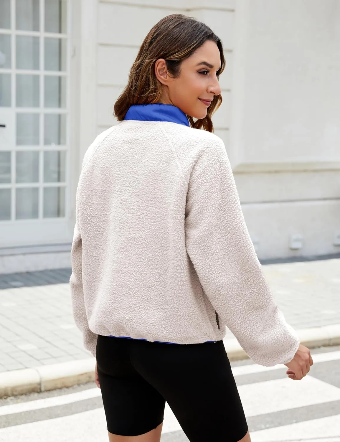 AMEBELLE Women’s Lightweight Fleece Pullover Jacket Cropped Fall Winter Fuzzy Sherpa Jacket Sweatshirt Coat with Pockets
