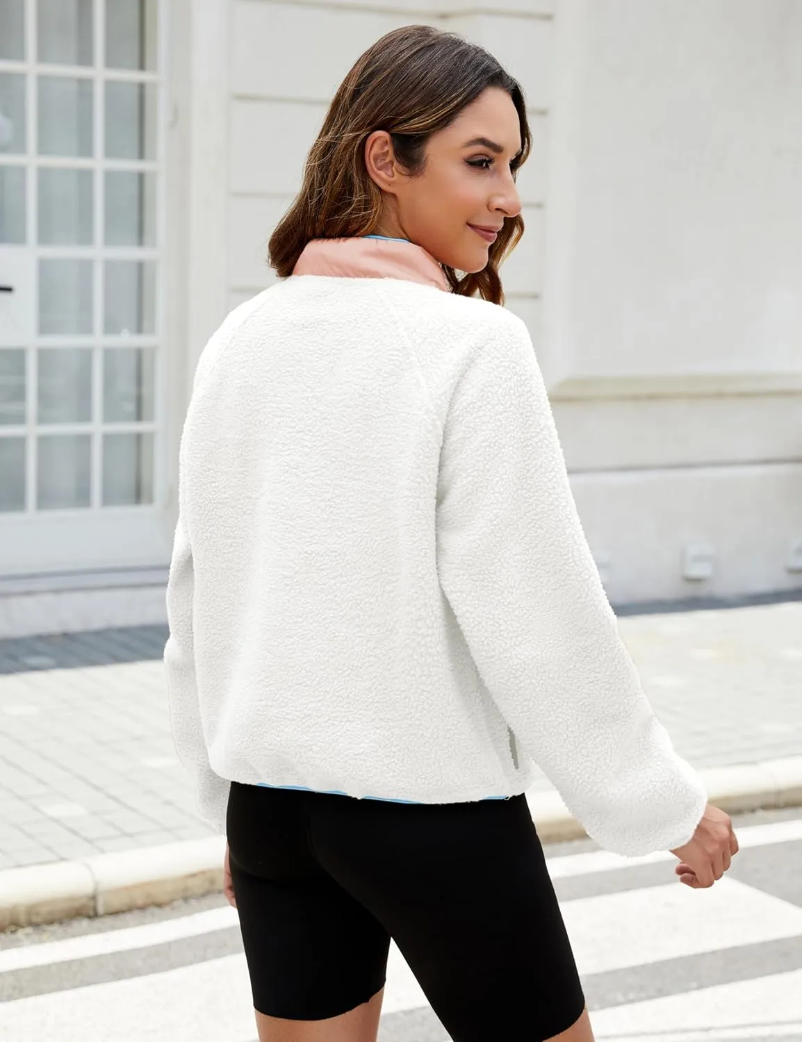 AMEBELLE Women’s Lightweight Fleece Pullover Jacket Cropped Fall Winter Fuzzy Sherpa Jacket Sweatshirt Coat with Pockets