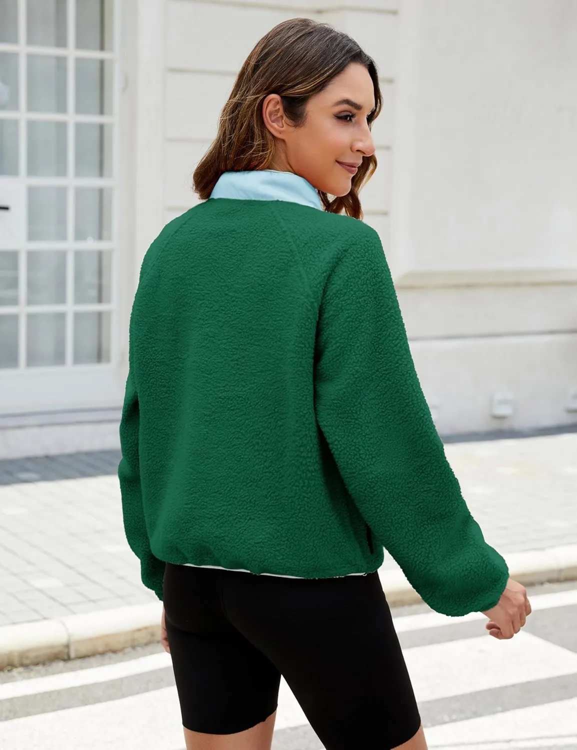 AMEBELLE Women’s Lightweight Fleece Pullover Jacket Cropped Fall Winter Fuzzy Sherpa Jacket Sweatshirt Coat with Pockets