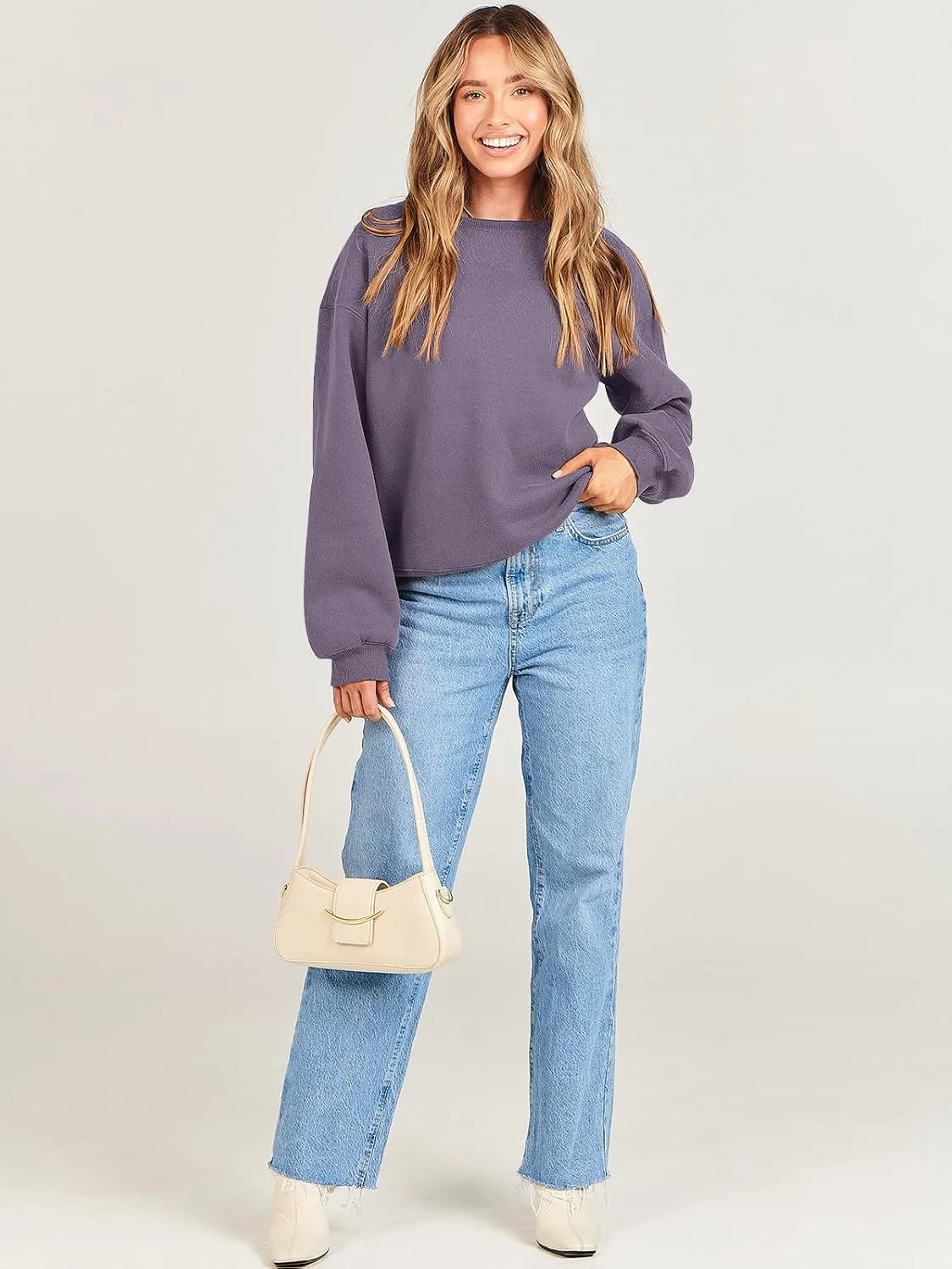 ANRABESS Women's Sweatshirts Crewneck Fleece Oversized Pullover Hoodies Cute Shirts Tops Teen Girls Preppy Clothes 2025