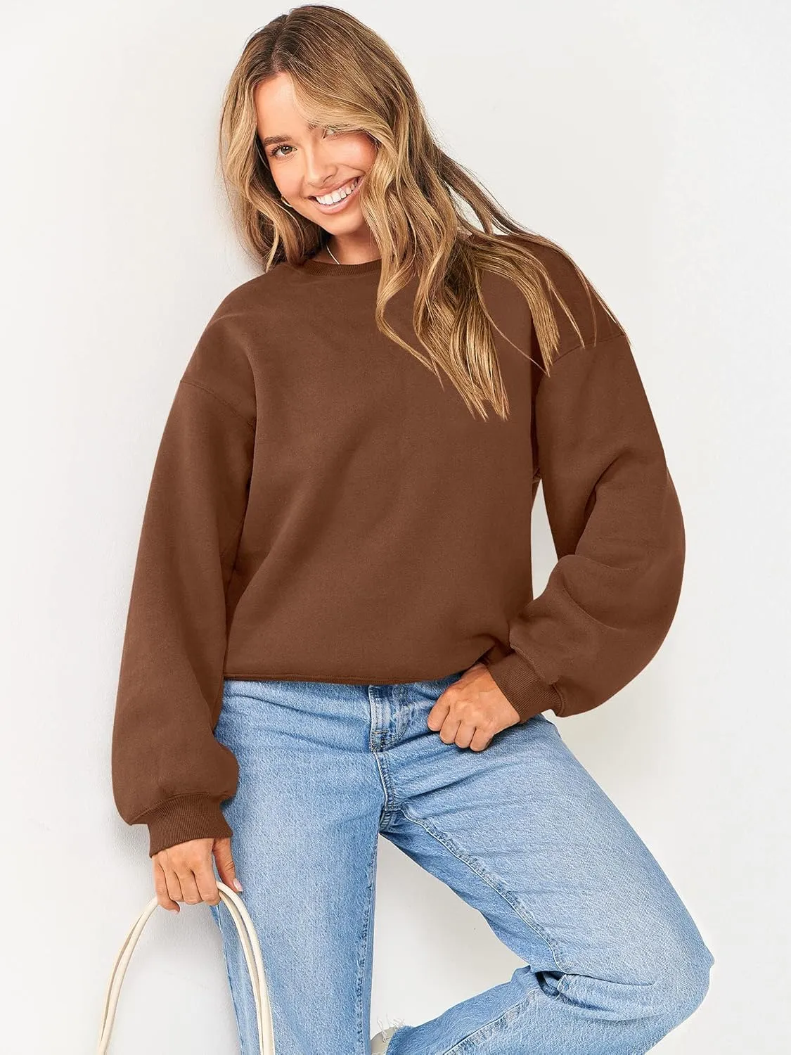 ANRABESS Women's Sweatshirts Crewneck Fleece Oversized Pullover Hoodies Cute Shirts Tops Teen Girls Preppy Clothes 2025