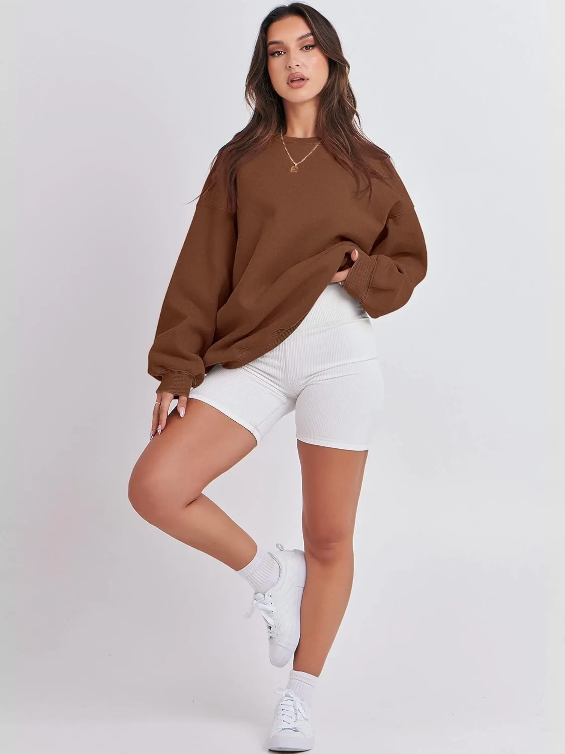 ANRABESS Women's Sweatshirts Crewneck Fleece Oversized Pullover Hoodies Cute Shirts Tops Teen Girls Preppy Clothes 2025