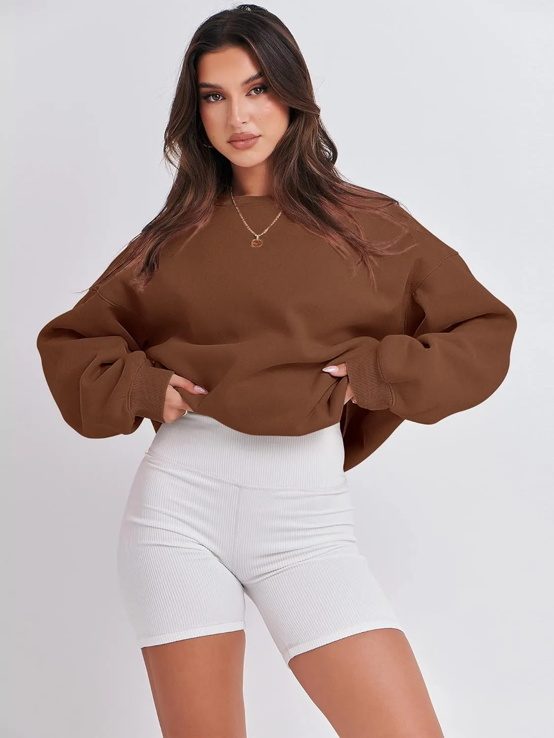 ANRABESS Women's Sweatshirts Crewneck Fleece Oversized Pullover Hoodies Cute Shirts Tops Teen Girls Preppy Clothes 2025