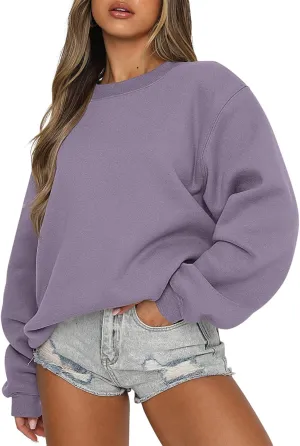 ANRABESS Women's Sweatshirts Crewneck Fleece Oversized Pullover Hoodies Cute Shirts Tops Teen Girls Preppy Clothes 2025