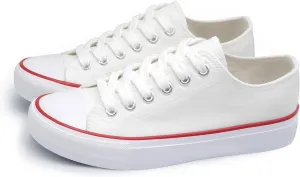 ANTLULU Womens Canvas Shoes Low Top and Lace up Fashion Casual Sneakers Black and White Classic