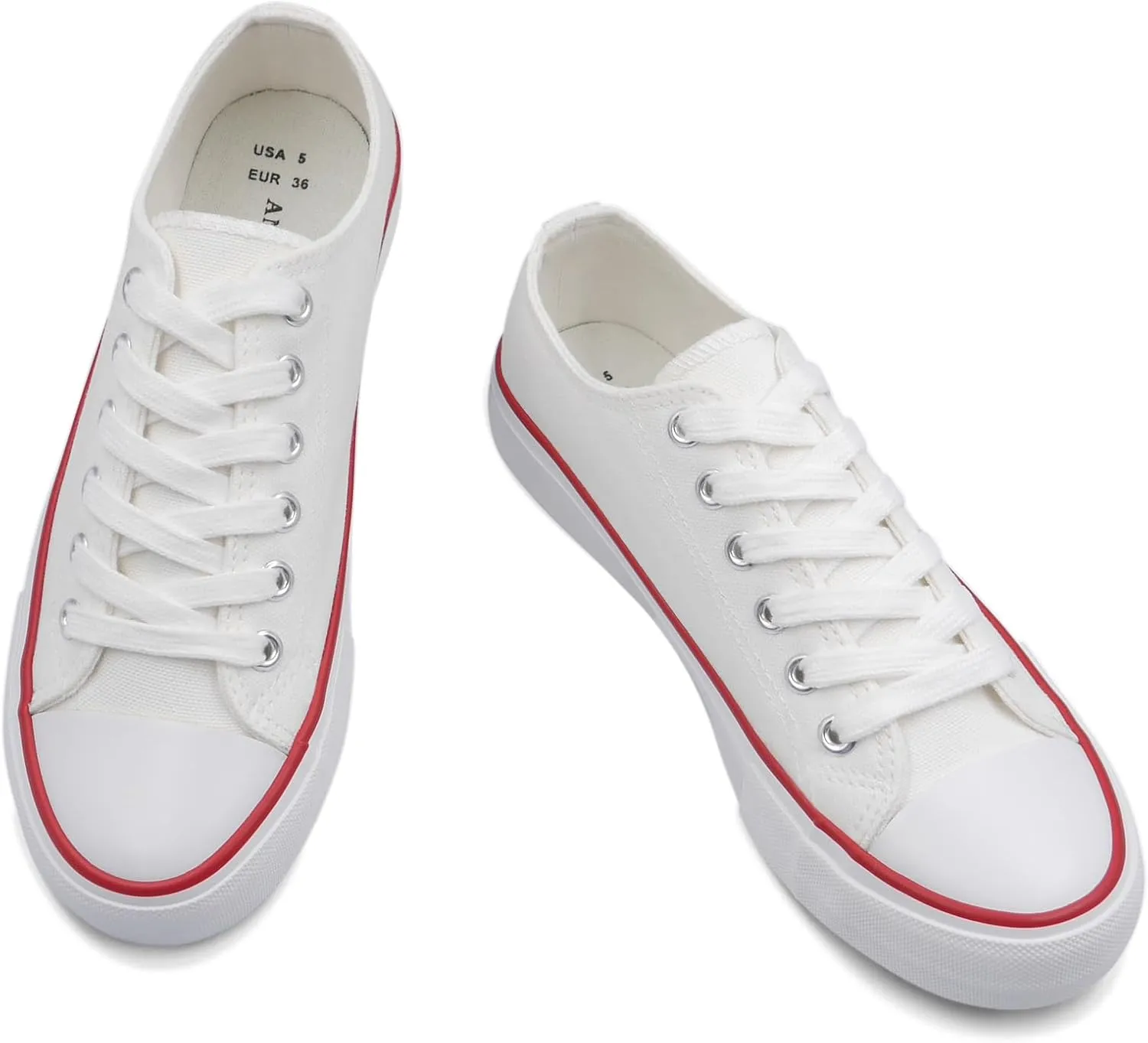 ANTLULU Womens Canvas Shoes Low Top and Lace up Fashion Casual Sneakers Black and White Classic