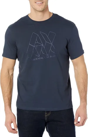 Armani Exchange Men's Stacked Cards Logo Design Slim Fit T-Shirt