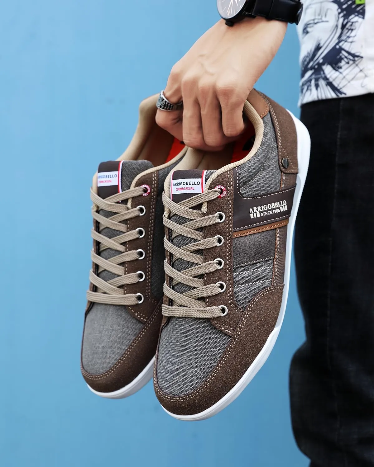 ARRIGO BELLO Mens Casual Shoes Fashion Sneakers Breathable Comfort Classic Lace-Up Low Top Walking Shoes