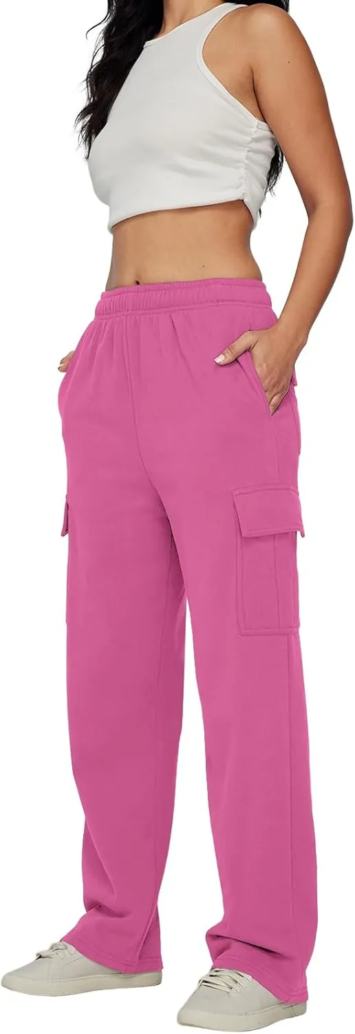 AUTOMET Womens Cargo Sweatpants Baggy Fleece High Waisted Joggers Sweat Pants Athletic Pants