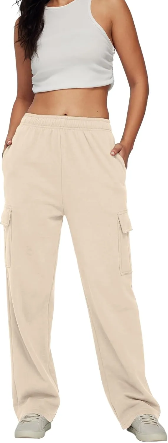 AUTOMET Womens Cargo Sweatpants Baggy Fleece High Waisted Joggers Sweat Pants Athletic Pants