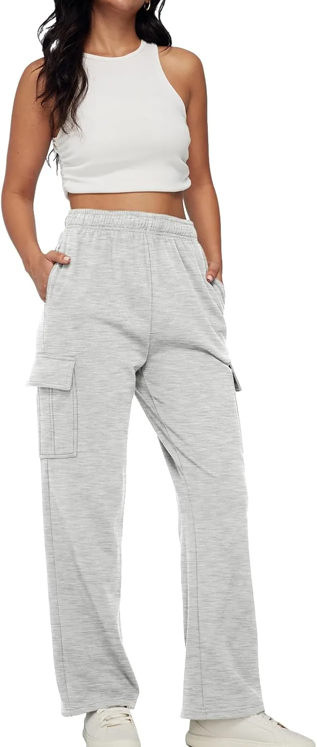 AUTOMET Womens Cargo Sweatpants Baggy Fleece High Waisted Joggers Sweat Pants Athletic Pants