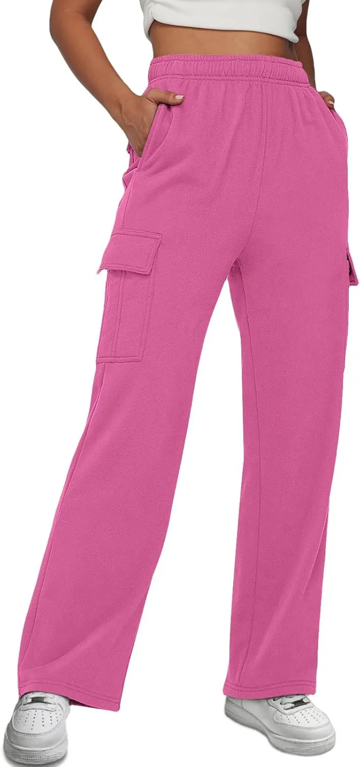 AUTOMET Womens Cargo Sweatpants Baggy Fleece High Waisted Joggers Sweat Pants Athletic Pants
