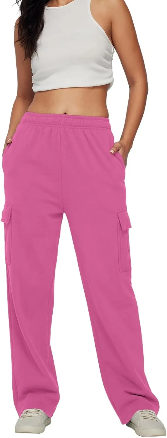 AUTOMET Womens Cargo Sweatpants Baggy Fleece High Waisted Joggers Sweat Pants Athletic Pants