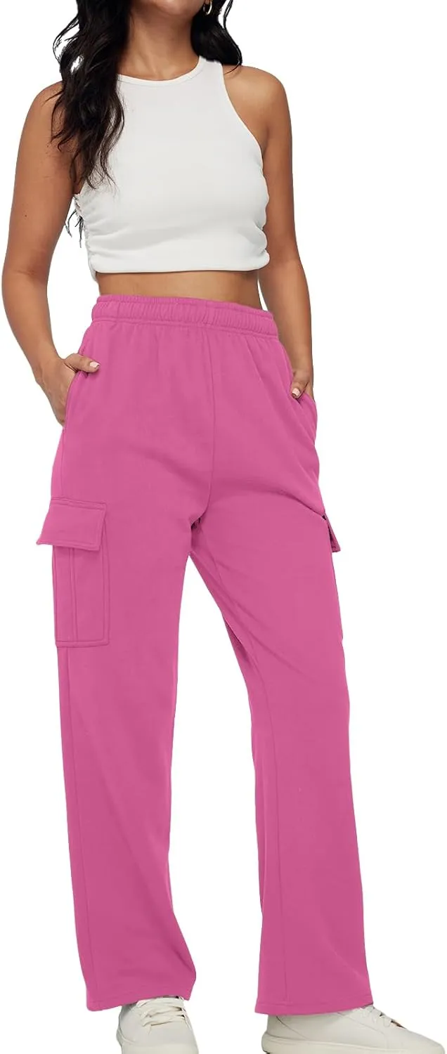 AUTOMET Womens Cargo Sweatpants Baggy Fleece High Waisted Joggers Sweat Pants Athletic Pants