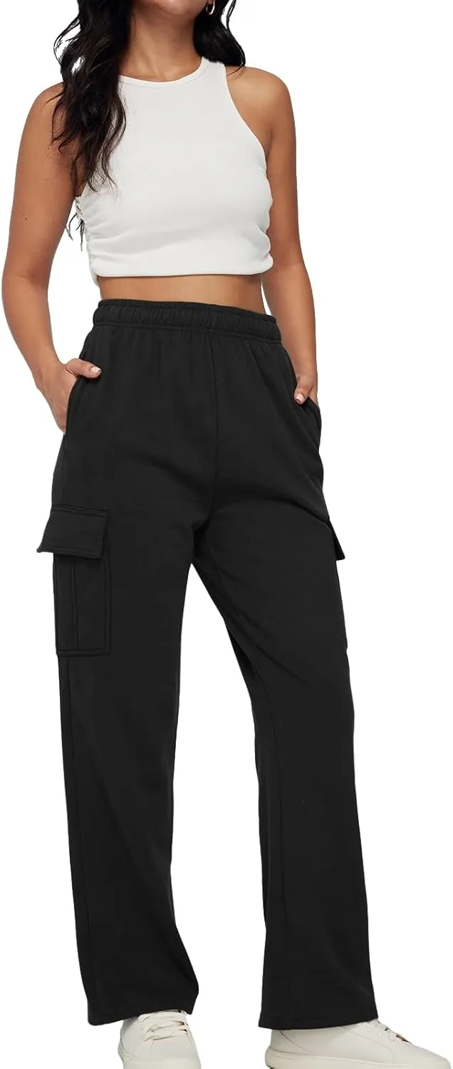 AUTOMET Womens Cargo Sweatpants Baggy Fleece High Waisted Joggers Sweat Pants Athletic Pants