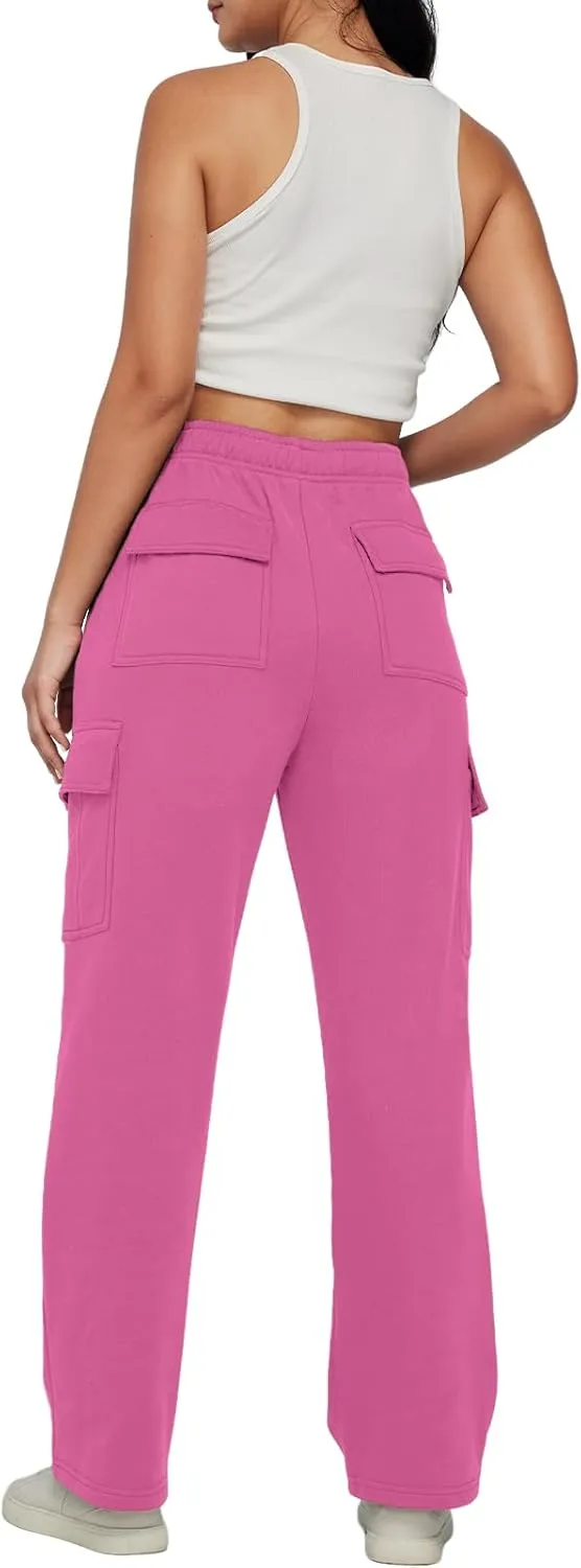 AUTOMET Womens Cargo Sweatpants Baggy Fleece High Waisted Joggers Sweat Pants Athletic Pants
