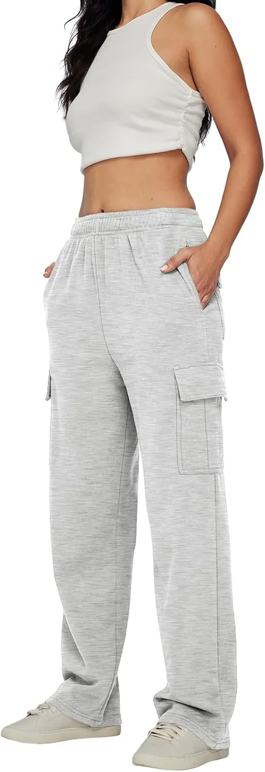 AUTOMET Womens Cargo Sweatpants Baggy Fleece High Waisted Joggers Sweat Pants Athletic Pants