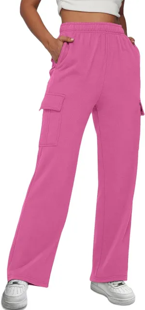 AUTOMET Womens Cargo Sweatpants Baggy Fleece High Waisted Joggers Sweat Pants Athletic Pants