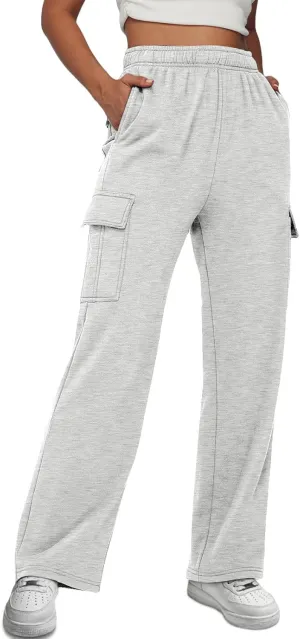 AUTOMET Womens Cargo Sweatpants Baggy Fleece High Waisted Joggers Sweat Pants Athletic Pants